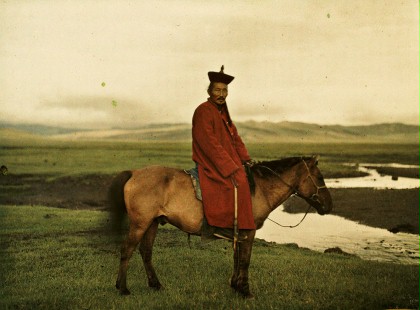 Albert Kahn, Les Archives de la planète, Stéphane Passet: Mongolei, nahe Ulaanbaatar, wahrscheinlich Damdinbazar, die achte Inkarnation des mongolischen Jalkhanz Kuthugtu, 17. Juli 1913.