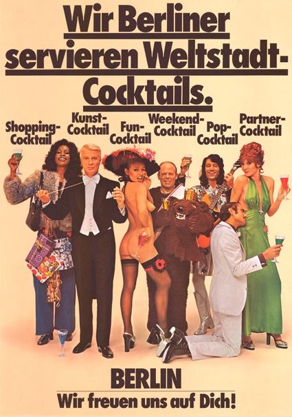 Werbeplakat „Wir Berliner servieren Weltstadt-Cocktails“, 1974