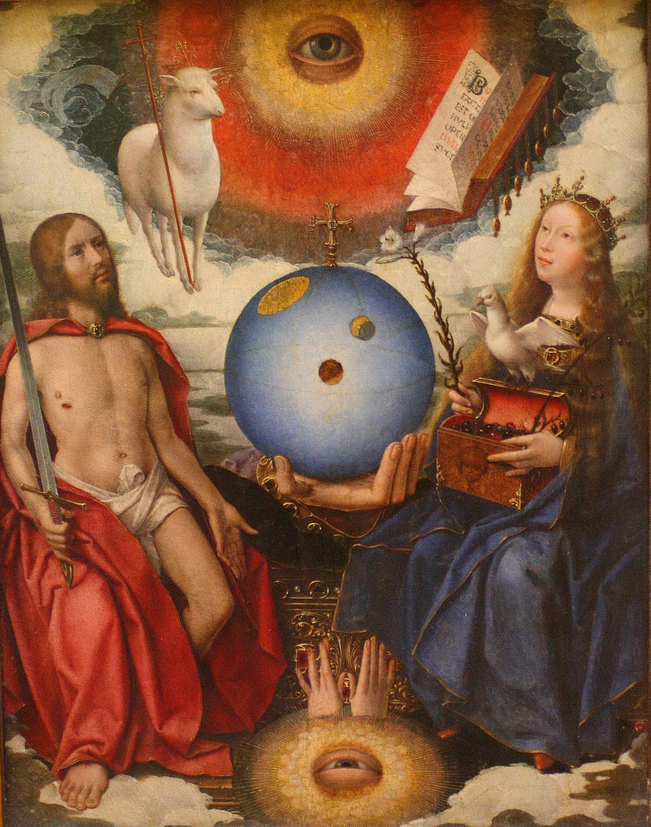 Jan Provost, „Une Allégorie Sacrée“, um 1510, Öl auf Holz, Louvre Paris, gemeinfrei