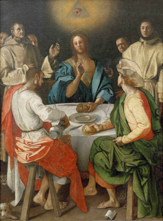 Jacopo da Pontormo: „Cena in Emmaus“, Öl auf Leinwand, Uffizien Florenz, gemeinfrei