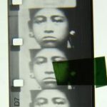 "Chapter 01, Strong Looks II", 2018 Still from 16mm film with marking tape 2953 x 2893 pixels Provenance original image: Wereldculturen.nl TM-60050059